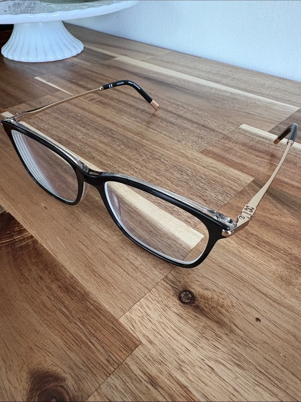 ESCADA Black and Gold Rectangular Reading Glasses frames